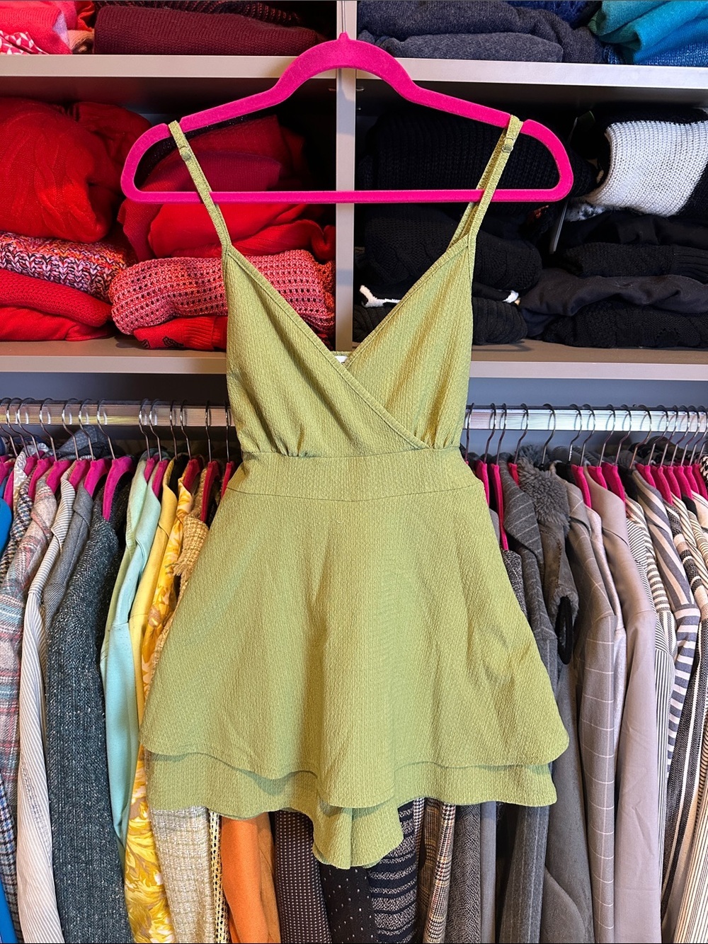 Rolla Coster green adjustable strap back tie v neck romper size S
